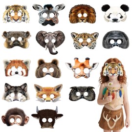 Animal Masks Party Favors for Safari Birthday Decorations 16-Pack Realistic Animal Paper Masks,Perfect Parties, Role Play, Themed Celebrations