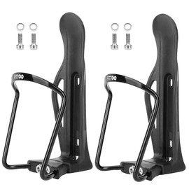 2 x FITTOO Bike Water Bottle Holder, Bicycle Water Bottle Cages with Secure Retention System, Lightweight and Strong Alloy Aluminium, Great for All Bikes, Road Bikes and Mountain Bikes (2PCS-Black)