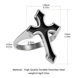 HZMAN Retro Simple Unisex Christian Stainless Steel Religious Cross Ring.