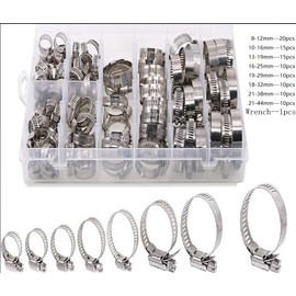 101 Piece Stainless Steel Hose Clamp Set,Worm Gear Hose Clamp Assembly,Adjustable Size Metal Hose Clamp Kit for Water Lines,Pipes, Oil Lines,Intercoolers and Pipes,Automotive,Mechanical Applications