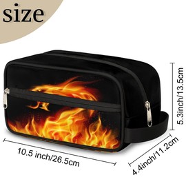 LLCXCSI Boys Travel Toiletry Bag, Kids Waterproof Hanging Dopp Kit, Wash Bag with Large Capacity for Travel, Sports, Shower, Yellow Fire Dragon