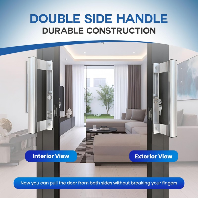 T-HAKEN Sliding Glass Door Handle Set with Interior and Exterior