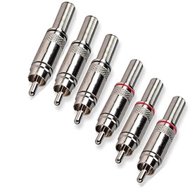 jing RCA Male Plug Screws，RCA Connector Solder Soldering Audio Video in Line Jack Adapter with Spring Strain Relief Connector (6 Pcs)