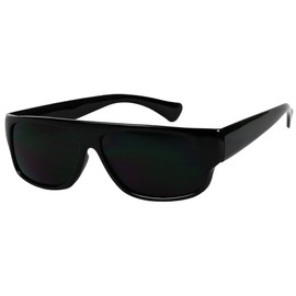 ShadyVEU Super Dark Sunglasses 100% UV Protection | Eazy E Lowrider Cholo Vintage Flat Top OG Biker Shades (Black)