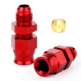 GASHER 2PCS 6AN Male Flare to 3/8" Fuel Hardline Tube Fitting Straight Adapter Aluminum Alloy Red Anodized