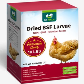 10LB Dried Black Soldier Fly Larvae for Chickens,Non GMO 86X More Calcium BSF Larvae Than Dried Meal Worms for Chicken, Turkey, Natural Black Fly Larvae for Chickens Bulk,Protein Chicken Grubs Treats