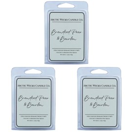 Brandied Pear & Bourbon Wax Melts (Pack of 3) | Arctic Wicks Coconut and Beeswax Wax Melt Tarts | 6 Cubes Per 2.5oz Pack | Premium Scented Wax for Wax Warmers and Tarts | Non Toxic USDA Biobased