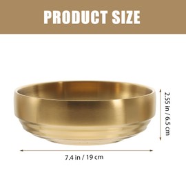 CALLARON Stainless Steel Bowls 34oz Serving Bowls Large Pasta Bowls Decorative Gold Bowls Ramen Bowls Vegetable Salad Bowls Kitchen Soup Bowls Mixing Bowls for Cooking Baking 19 x 19 x 6.5 cm