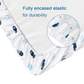 4 Pack Pack and Play Fitted Sheets Compatible with 4moms Breeze Plus Playard and Other 29" x 41" Large Playpen Mattress, Ultra Soft and Skin-Friendly, Aqua