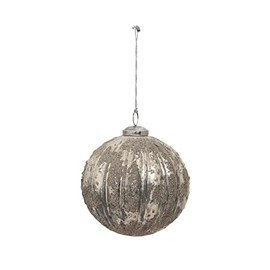 Creative Co-Op 6" Round Flocked Glass Ornament