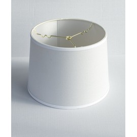 12x14x10 White Linen Drum Lampshade with Brass Spider Fitter - Perfect for Table and Desk Lamps - Medium, White