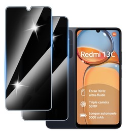 Hirshen [2 Stück] Sichtschutzfolie für Redmi 13C Panzer Schutz Glas, Anti-Spähen Privatsphäre Schutzfolie, 9H Härte, Anti-Kratzer, Bläschenfrei,Anti-Spy