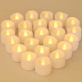 Diyife 24 Pcs Velas LED Sin Llama, Ambiente Romántico Velas Eléctricas Luz de Té de Decoración, Efecto de Parpadeo para Mesa, Boda, Fiestas, Halloween, Navidad, Pascua, Día de Los Muertos