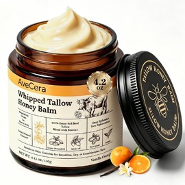 Bálsamo de miel de sargo de res de 4.2 onzas para la piel, 100% orgánico alimentado con pasto hidratante para cara y cuerpo con cera de abeja, aceite de jojoba, manteca de karité, fórmula natural, loción corporal para piel seca y sensible