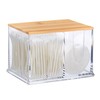 Relaxdays Cotton Buds Storage, Acrylic, Bamboo, Box with Lid, Small