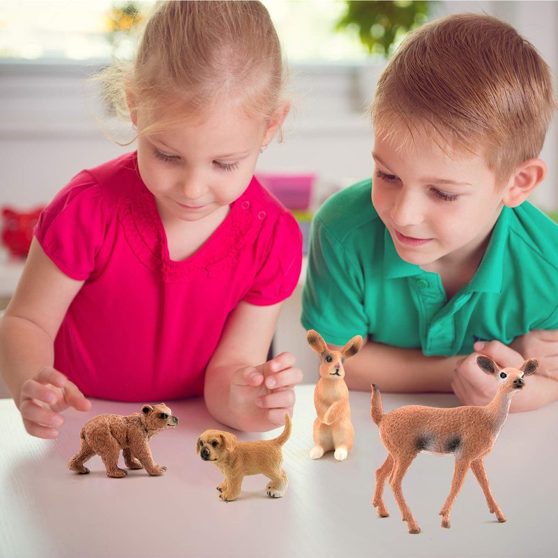 TUPARKA 9Pcs Forest Animals Set, Miniature Figures Woodland Animals Deer