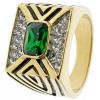Sujak Celtic Shield Emerald Simulated Cz Accent 18K Gold Overlay