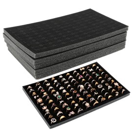 ARPOVIST 6 Pack Black Velvet Ring Organizer Foams, 100 Slot Earring Storage Box, 11 x 7 x 0.5 In Earring Jewelry Ring Inserts Foam Tray Velvet Jewelry Box for Drawer Dresser Store Boutique Display