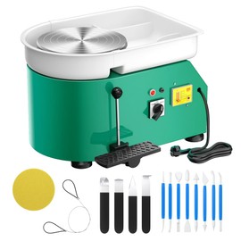 SKYTOU Pottery Wheel Pottery Forming Machine 25CM 350W Electric Pottery Wheel with Detachable Basin Foot Pedal DIY Clay Tool Ceramic Machine Work Clay Art Craft (Green)