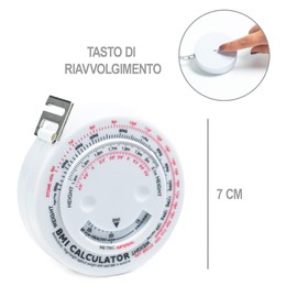 Tape Measure with BMI Calculation – Wellbeing in Linea® cm for Body Measurement, Waist Hip Chest Arms – Tape Measure Seamstress – Height 0-150 cm