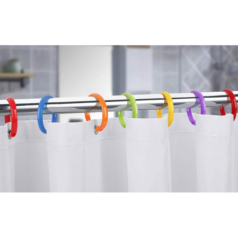 Qulable Colorful Shower Curtain Hooks - 12 Pcs Circular Plastic