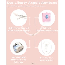 Liberty Angels - Natural stone necklace made of 925 silver and opal - pearl necklace for men and women - necklace with clasp, opal