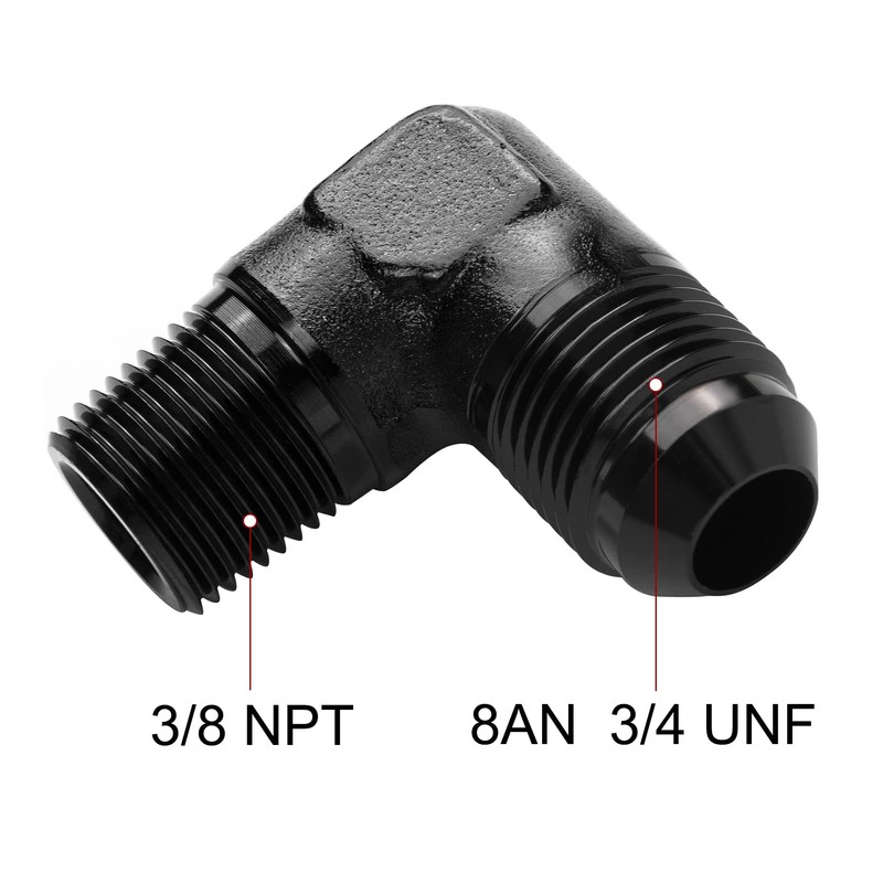 EVIL ENERGY 8AN to 3/8" NPT Male 90 Degree Fitting