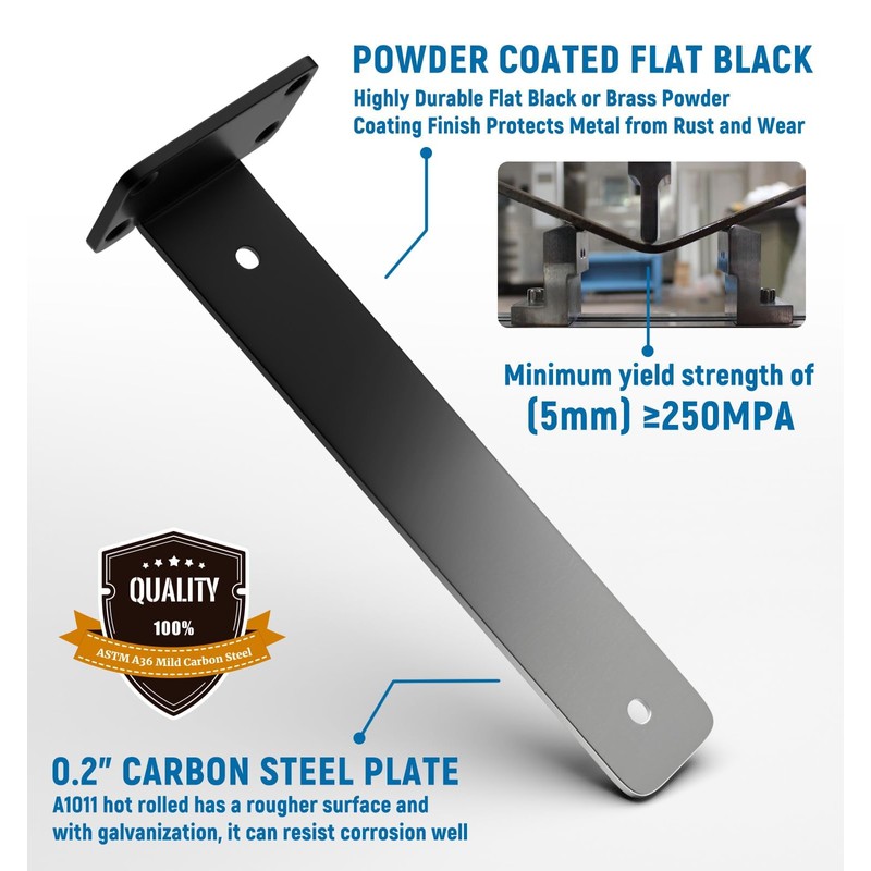 LEOPO 12 inch 8 Pack Floating Shelf Bracket, 1/5” Thick