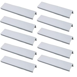 MARGUERASW Set of 10 Profile Handles for Kitchen Furniture - Invisible Handles - Brushed Furniture Handles - Silver Aluminium Alloy Hole Distance 160 mm