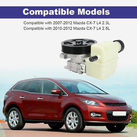 QCESEV Power Steering Pump with Pulley Reservoir Compatible with Mazda CX-7 L4 2.3L 2007-2012, CX-7 L4 2.5L 2010-2012 Replacement for EG2132600A BGJ6E32600B EG2132600 EG2132650