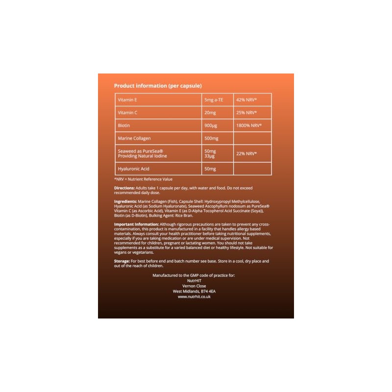Collagen & Hyaluronic Acid Capsules, with Vitamin C, Biotin &