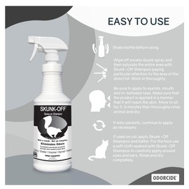 Skunk Off Shampoo and/or Odor Remover Gentle Safe Pet Formula Neutralize Odors Choose 8 oz, 32 oz, or Gallon (32 Oz Spray)
