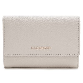 Lazarotti Bologna Large Leather Women's Wallet | Large Zip Compartment, 15 Card Slots, RFID Protection | 14 x 10 x 3.5 cm (2 Widths Adjustable), off-white, Classic