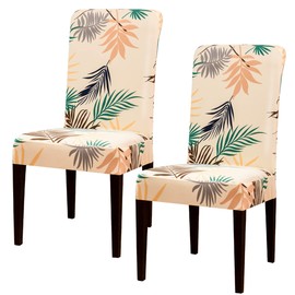 SU SUBRTEX Stretch Chair Covers for Dining Room Set of 2 Slipcovers Removable Washable Soft Chair Protector Armchair Leaf-Printed Furniture Cover For Wedding Ceremony(2pcs,Yellow), VCUKSBTYZT002YP01