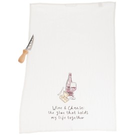 Mud Pie Glue Wine and Cheese Towel; towel 24" x 15" | fork 4 1/4"