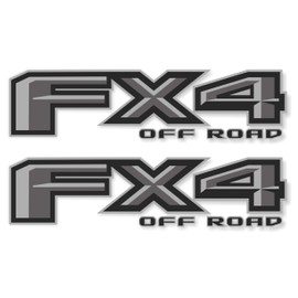 FX4 Off Road Decal Set for Ford Pickup Truck, Die-Cut Vinyl, Bedside Replacement Stickers, Set of 2, Premium Series (Metallic Finish) (Gray, 4.3" x 16.5", F150)