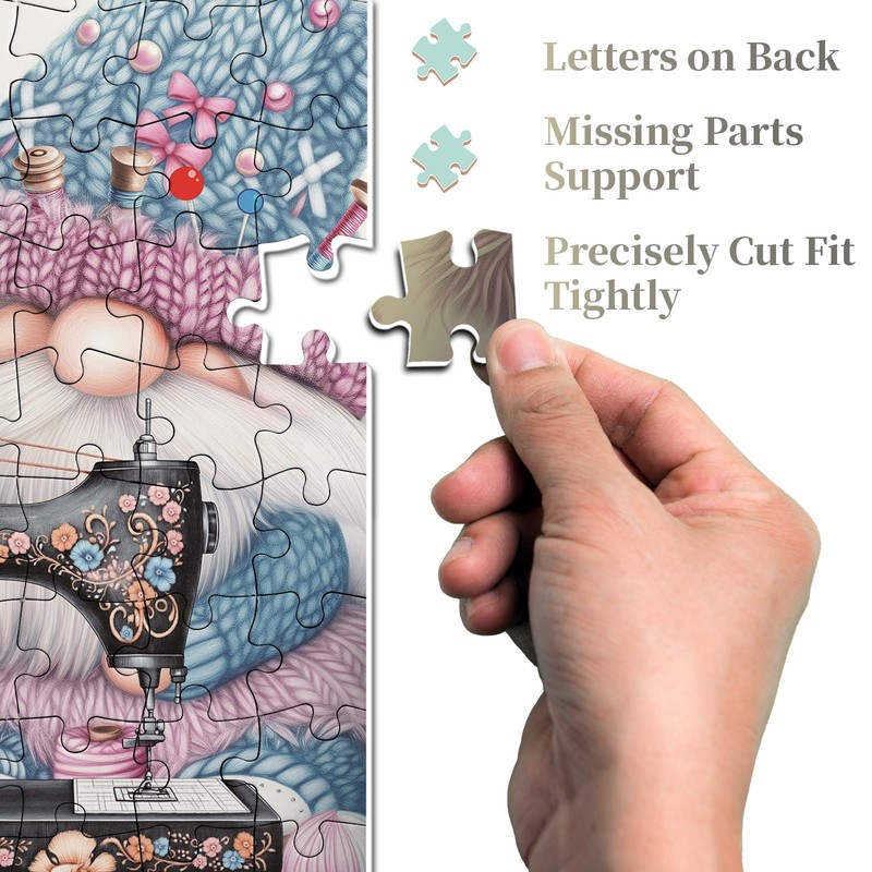 Cute Blue Gnome Puzzles for Adults 1000 Pieces, Vintage Flower