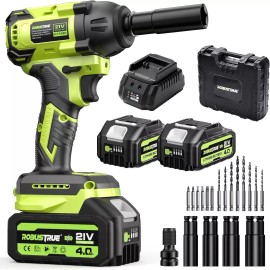 ‎Robustrue High Torque 406ft-lbs Impact Wrench -2800RPM Max 2x4.0Ah Fast-Charging Batteries