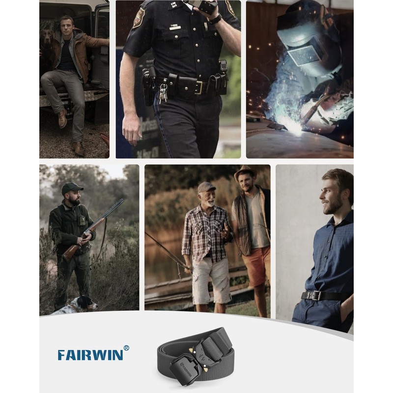 FAIRWIN Tactical Belt, 1.5" Nylon Web Military Hiking Rigger Work