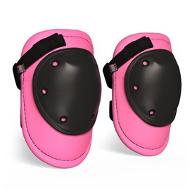 Paclord Foam Knee Pads for Women with HDPE Anti-Slip Cap, Pink and Black, 1 Pair - Adjustable Multi-Sized Fastening, Made in USA - Guards for Gardening, Flooring, or Construction