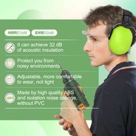 Kriogor Ear Defenders, SNR 32 dB Hearing Protection, Noise Protection, Headphones, NRR 23 dB Professional Foldable Ear Defenders for Men and Women, for Autism, Shooting, Sports, Hunting, Construction,