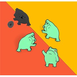 Funny Frog Brooch 3 Pieces Cartoon Animal Brooches Pins Creative Lapel Pins Personality Frog Enamel Pin Brooch for Women Men Kids Gift, Alloy Steel, no gemstone