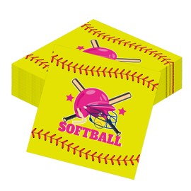 Yoyuspy Softball Party Napkins Decorations, Disposable Paper Softball Napkins Supplies Pack of 50, Sports Baby Shower Birthday Party Decor Size 6.5 Inch