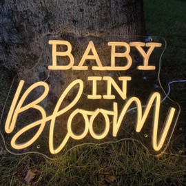 Baby in Bloom Neon Sign For Baby Shower Decorations, Oh Baby Birthday Party Event Plan Backdrop Sign, Neon Light Sign For Baby Shower Decor Gifts (15.7x10.7in)