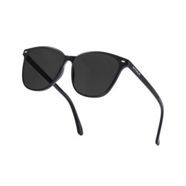 Myiaur Polarised Sunglasses Women's Large UV400 Protection Glasses Classic Mirrored Sunglasses, black/grey