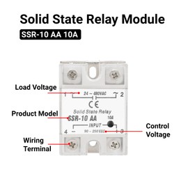Solid State Relay SSR-10 AA 10A Solid State Relay Module SSR AC-AC 90-250V AC Input 24-480V AC Output for Automated Industrial Control Panels