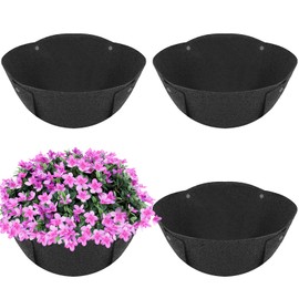 HKZ Hanging Planter Basket Liners - 4 Pack 14 Inch Round Fabric Liners for Hanging Baskets, Replacement Coco Fiber Liner, Durable Non-Woven Liners for Hanging Baskets Planters Flowers, Plants (Black)
