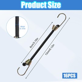 16 Pack Small Bungee Cords with Hooks, 3 Inch Black Short Elastic Straps Mini Heavy Duty Bungee Cords for Securing Cargo Tents Tarps Luggage Roof Racks Bikes