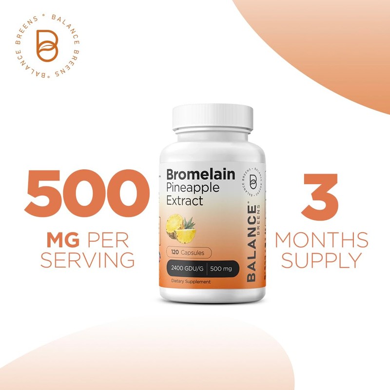 Balancebreens Bromelain 500mg, 120 Capsules - Pineapple Extract Digestive Enzyme,