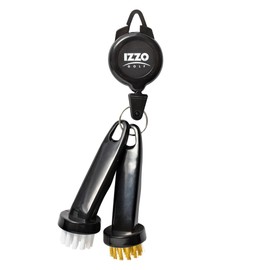 Izzo 07002151319P Golf Club Cleaning Club Shoe Maintenance Brush Nylon Bristles Brass Hair with Stretch Reel Cord